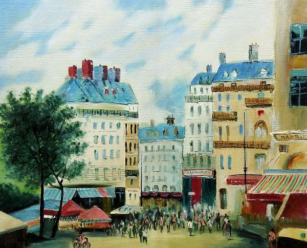 在庫あ特価◎伊波伸之『パリの街（F10号）』油絵★風景画 自然、風景画